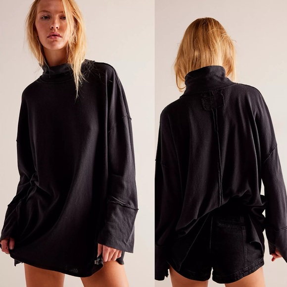 Free People Tops - Free People Black Turtleneck Pullover Long Sleeve NWT